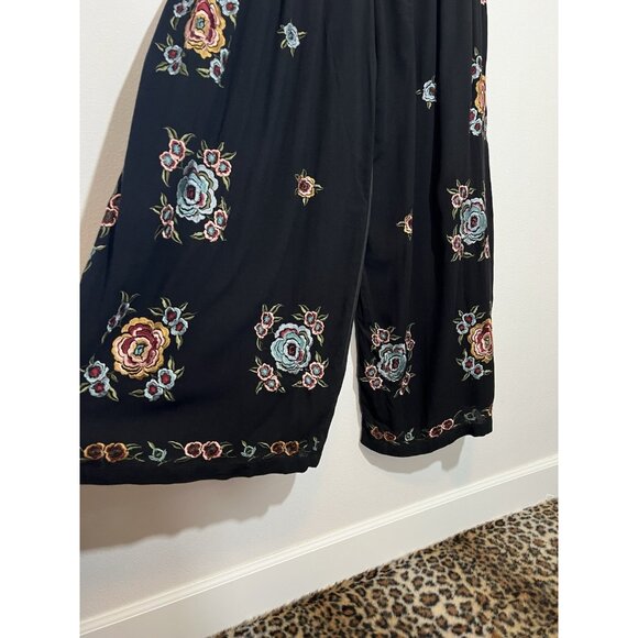 Free People Pants Wide leg Florence Embroidered Striped Boho Floral Size 8 - Picture 14 of 16